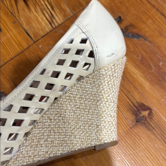 Lilly Pulitzer Cream basketweave leather espadrilles wedge heels size 6.5 - Picture 4 of 10
